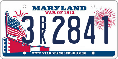 MD license plate 3BK2841