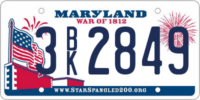 MD license plate 3BK2849
