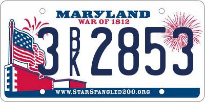 MD license plate 3BK2853