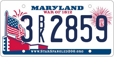 MD license plate 3BK2859