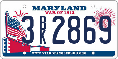 MD license plate 3BK2869