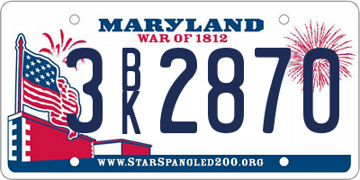 MD license plate 3BK2870