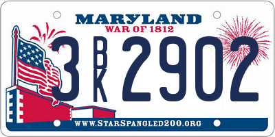 MD license plate 3BK2902
