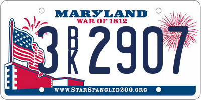 MD license plate 3BK2907