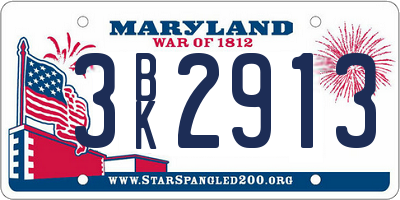 MD license plate 3BK2913