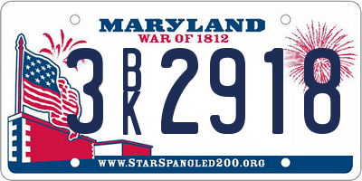 MD license plate 3BK2918