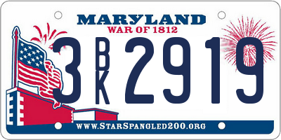 MD license plate 3BK2919