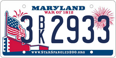 MD license plate 3BK2933