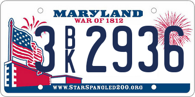 MD license plate 3BK2936