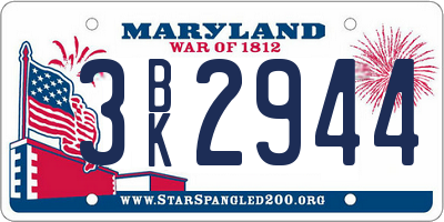 MD license plate 3BK2944