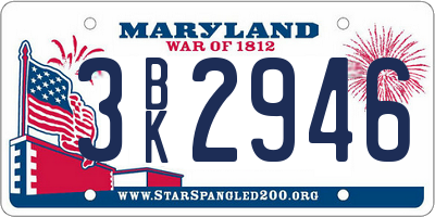 MD license plate 3BK2946