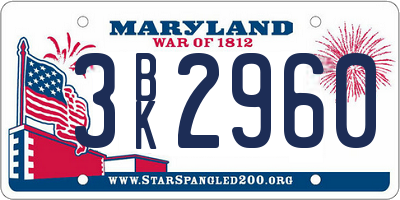 MD license plate 3BK2960