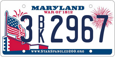MD license plate 3BK2967