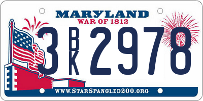 MD license plate 3BK2978