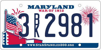 MD license plate 3BK2981