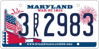 MD license plate 3BK2983