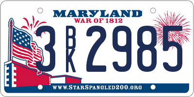 MD license plate 3BK2985