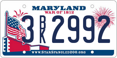 MD license plate 3BK2992
