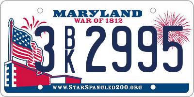 MD license plate 3BK2995