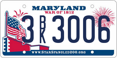 MD license plate 3BK3006