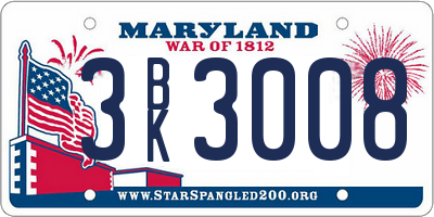 MD license plate 3BK3008