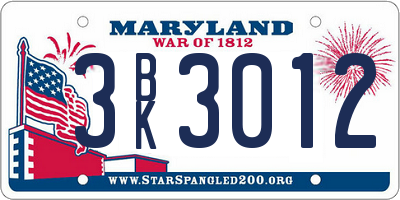 MD license plate 3BK3012