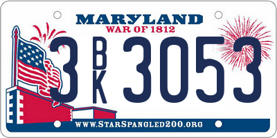 MD license plate 3BK3053