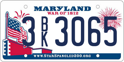 MD license plate 3BK3065