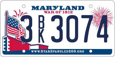 MD license plate 3BK3074