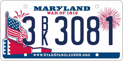 MD license plate 3BK3081