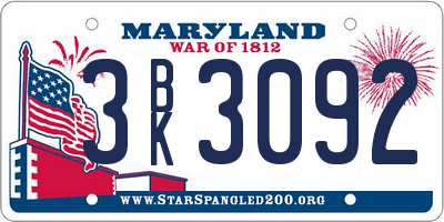 MD license plate 3BK3092