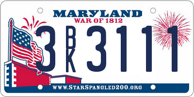 MD license plate 3BK3111