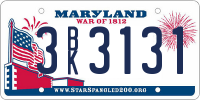 MD license plate 3BK3131