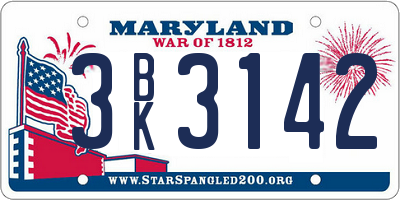 MD license plate 3BK3142
