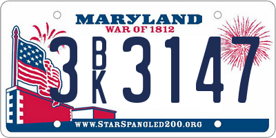 MD license plate 3BK3147