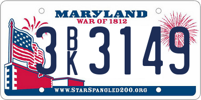 MD license plate 3BK3149
