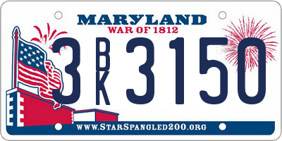 MD license plate 3BK3150