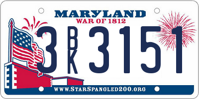 MD license plate 3BK3151