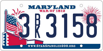 MD license plate 3BK3158