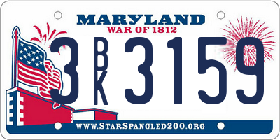 MD license plate 3BK3159