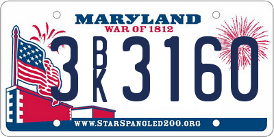 MD license plate 3BK3160