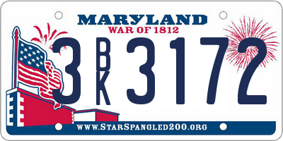 MD license plate 3BK3172