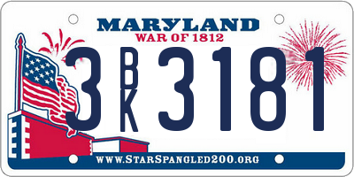 MD license plate 3BK3181