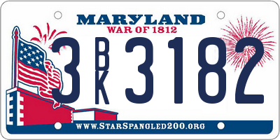 MD license plate 3BK3182