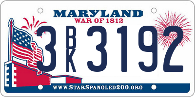 MD license plate 3BK3192