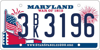 MD license plate 3BK3196