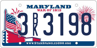 MD license plate 3BK3198