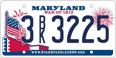 MD license plate 3BK3225