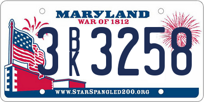 MD license plate 3BK3258
