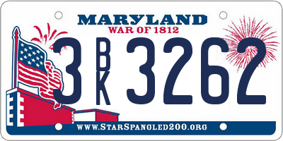 MD license plate 3BK3262